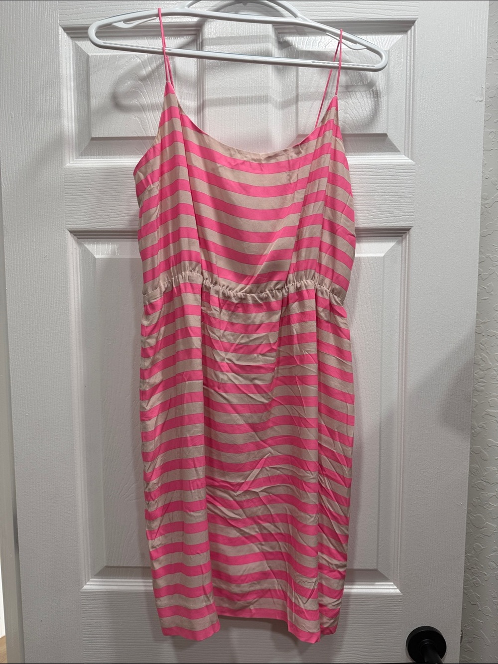 J. Crew Pink and Cream Striped Spaghetti Strap Dress